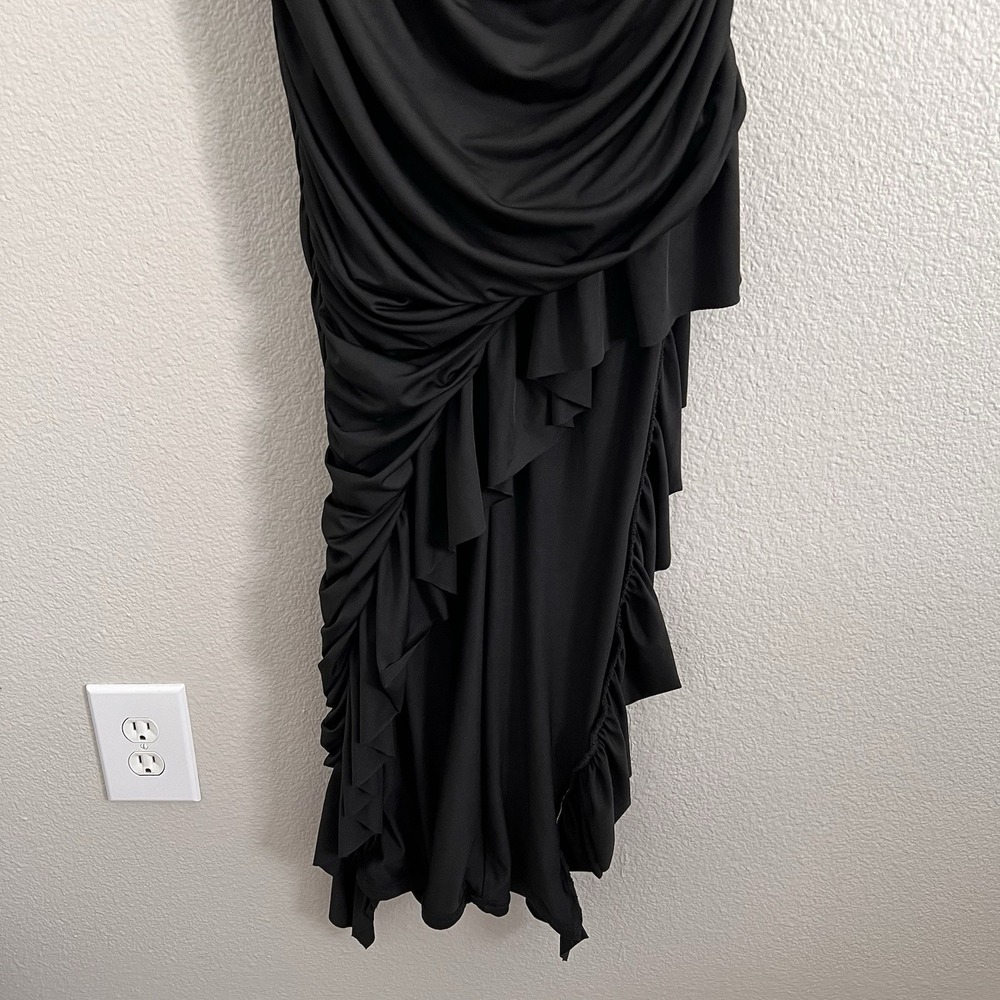 2XL Dress Maxi High low Ruffled Draped Ruche Asymmetrical Whimsigoth Stretch - Picture 4 of 11